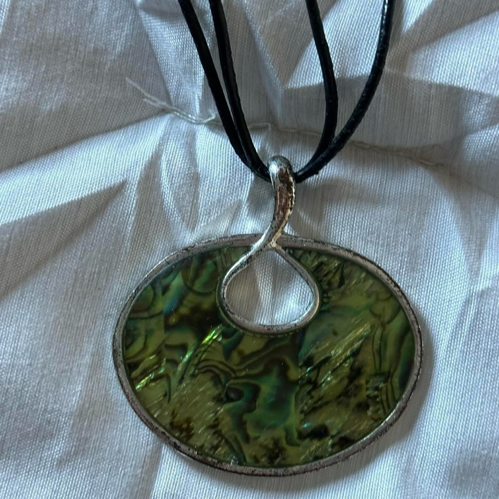 Silver and Green Pendant Necklace